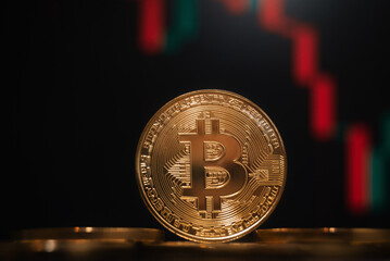 Bitcoin Cryptocurrency coins BTC. Stock market concept.
