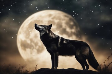 wolf howling at the moon