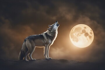 wolf howling at night