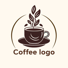 Vector simple and minimal Coffee Logo, Coffee cafe design Concept with white background 