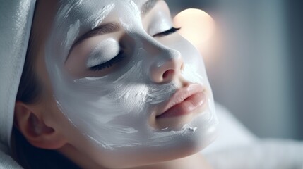 Photo of a woman receiving a facial mask treatment