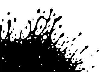 Black liquid is dripping. Paint dripping on a white background. Black paint drips. Grunge texture. Templates for design, banners, creativity. 