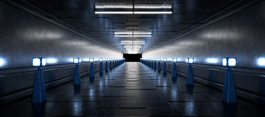 Showroom. Neon Laser. Technology background. Tunnel. Futuristic background. Corridor for your...