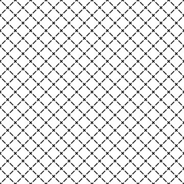 Seamless surface pattern with symmetric geometric ornament. Black diagonal stripes abstract on white background. Grill motif. Crossing lines wallpaper. Digital paper for page fill. Vector illustration