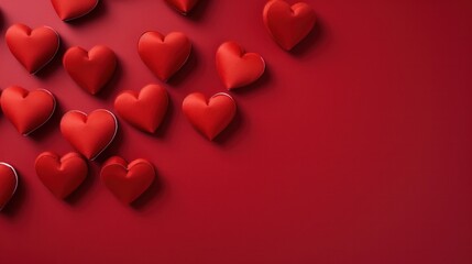 red hearts on red background