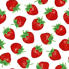 Strawberry. Strawberry seamless pattern on a white background. Summer strawberry. The design is great for wallpaper, fabric, labels, packaging.