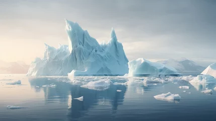 Gordijnen Majestic iceberg surrounded by smaller ice floes © olegganko
