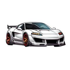 Cartoon Style Japanese Sport Car Race Car No Background Perfect for Print on Demand Merchandise