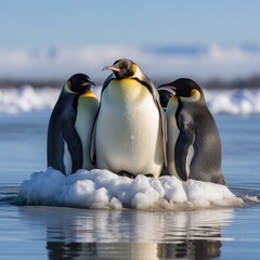 Obraz premium penguins waddling on ice floe