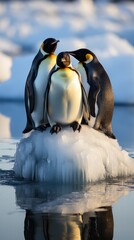 Obraz premium penguins waddling on ice floe