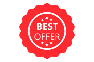 Best Offer bade or sign, red badge with ribbon, vector design for you product , website , EPS10 banner isolated on white background
