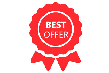 Best Offer bade or sign, red badge with ribbon, vector design for you product , website , EPS10 banner isolated on white background