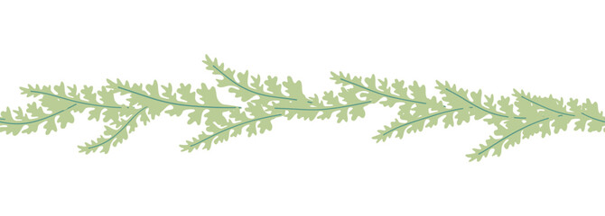 Leaves decorative, algae horizontal border seamless pattern