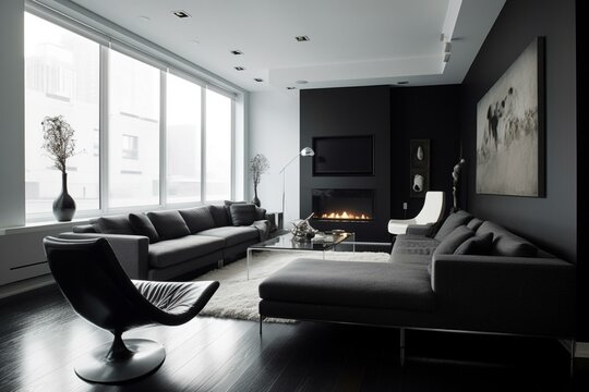 Contemporary living space adorned with minimalist elements and a sleek design. Generative AI