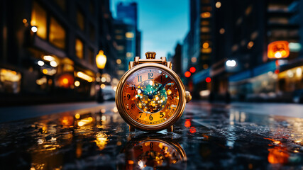 Uhr als grafische Darstellug für Zeit mit Geschwindigkeit im genialen futuristischen Stil, ai generativ - obrazy, fototapety, plakaty