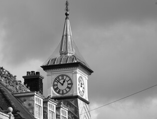 Old clock tower with steeple
