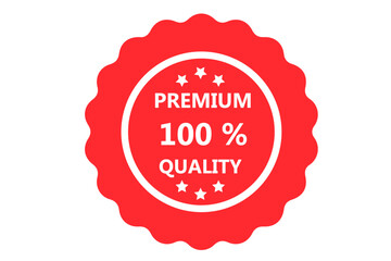 100 percent Premium quality red badge with stars icon vector EPS10 design for your product ,website, advertising isolated on white background