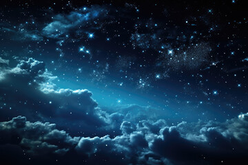 Obraz premium A starry night sky with the Milky Way galaxy visible in all its celestial glory. Concept of stargazing. Generative Ai.