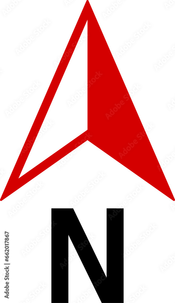 Poster basic black and red north arrow mark sign symbol icon for map orientation. vector image.