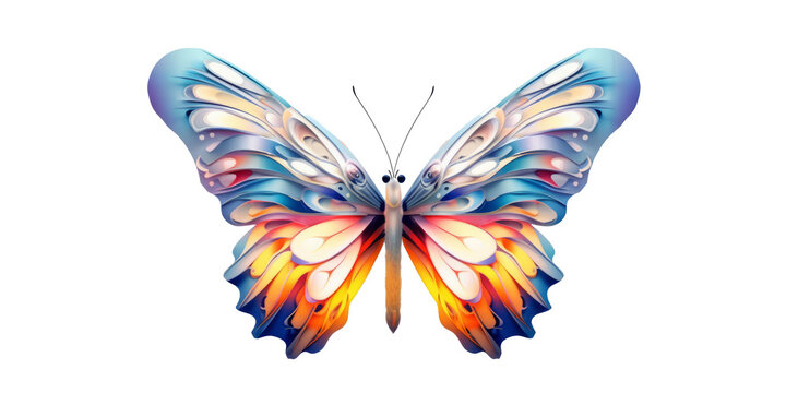 Abstract closeup butterfly vector isolated on transparent background.