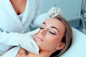 Naklejka premium woman undergoing procedure in beauty clinic