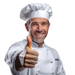 Chef Holding Thumbs Up With One Hand isolated on transparent background.