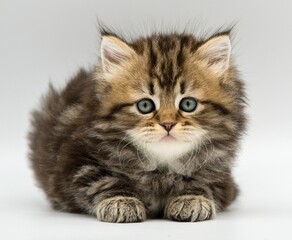 Obraz premium Siberian kitten on a white background