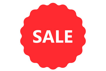 Red sale circle sticker label vector design for decorate your business shopping online banner website , isolated on white background