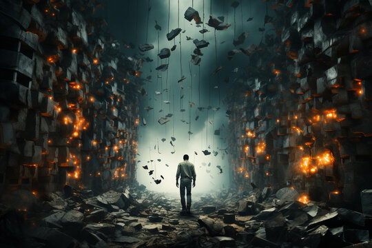 Illustration of journey to break free from OCD's (Obsessive Compulsive Disorder) grip