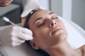 Obraz na płótnie Canvas woman undergoing procedure in beauty clinic