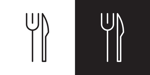 Fork and knife icon set. restaurant cutlery vector symbol. dining Fork and knife sign. - obrazy, fototapety, plakaty