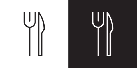 Fotobehang Fork and knife icon set. restaurant cutlery vector symbol. dining Fork and knife sign. © Vector