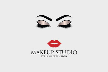 Eyelashes logo design for beauty icon with creative idea