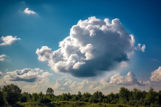 Bright heart-shaped cloud in the sky - a symbol of love and joy. Generative AI