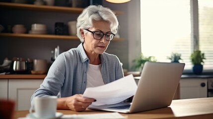 Fototapeta premium Middle-aged woman managing household finances