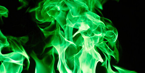 green flame fire magic on transparent background generative ai 