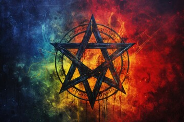 Symbolic pentagram on an abstract background