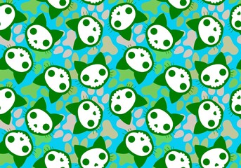 Halloween cat and pumpkins seamless ghost and skulls and poison pattern for wrapping paper and fabrics