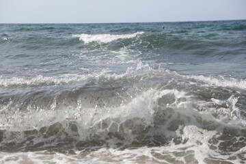 sea waves at beach nature background. sea waves at beach in summer. photo of sea waves
