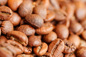 Roasted coffee beans. background. 