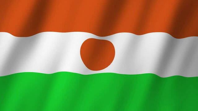Niger Flag. National 3d Niger flag waving. Flag of Niger footage video waving in wind. Flag of Niger 4K Animation