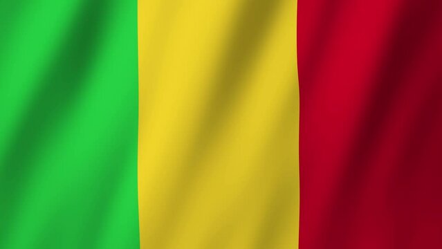 Mali Flag. National 3d Mali flag waving. Flag of Mali footage video waving in wind. Flag of Mali 4K Animation