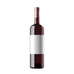 red wine bottle with white label isolated on transparent  red wine bottle with white label isolated on transparent background.