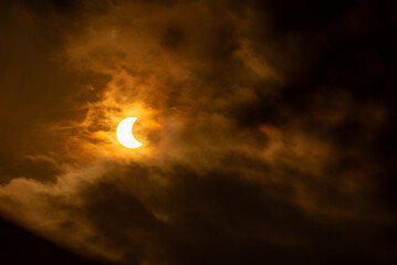 Ring eclipse, beautiful ring eclipse on October 14, 2023 seen from the city of Araras S.P. Brazil,...