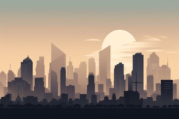 Urban skyline with tall buildings. Generative AI