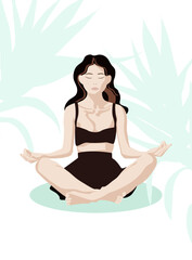 Poster for yoga center, health center, image of a brunette girl