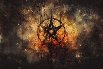 Symbolic pentagram on an abstract background
