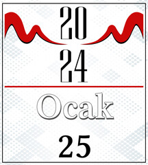 Obraz premium January Calender Red and Gray Background