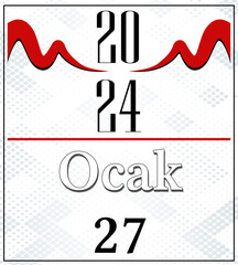 Fototapeta premium January Calender Red and Gray Background