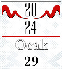 Obraz premium January Calender Red and Gray Background
